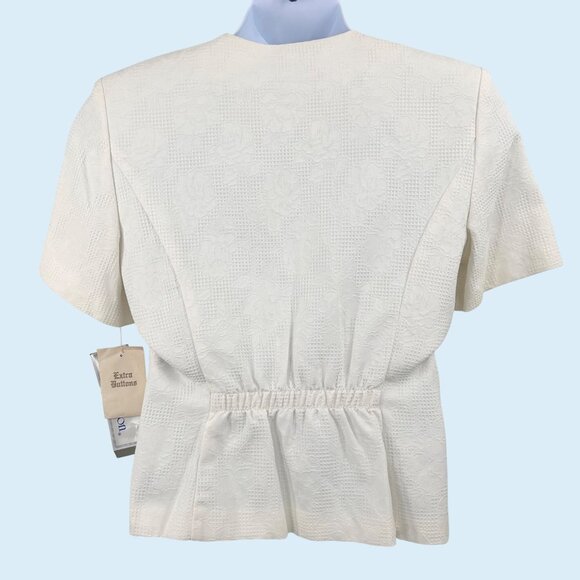 NWT VINTAGE NORTON MCNAUGHTON IVORY TEXTURED FLORAL PATTERN JACKET - 12 - Picture 6 of 6